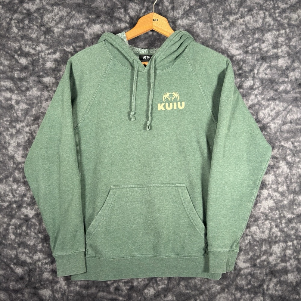 KUIU Ram Logo Pullover Hoodie Mens Size Small Olive Green Hunting Sweatshirt